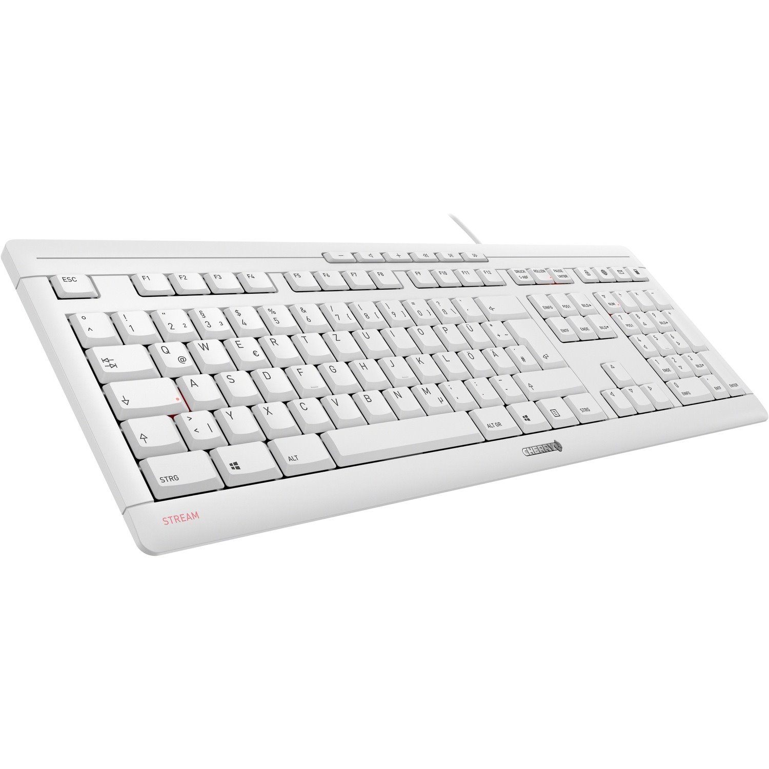CHERRY STREAM Rugged Keyboard - Cable Connectivity - USB Interface - LED - French - Pale Gray