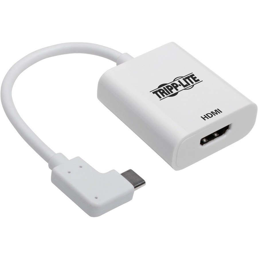 Tripp Lite by Eaton USB-C to HDMI Adapter (M/F) 4K 60 Hz, HDCP 2.2, Right-Angle USB-C, White