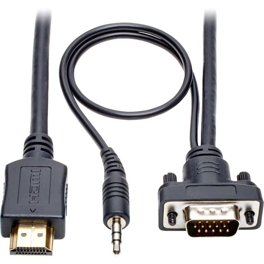 Eaton Tripp Lite Series HDMI to VGA + Audio Active Adapter Cable (HDMI to Low-Profile HD15 + 3.5 mm M/M), 3 ft. (0.9 m), TAA