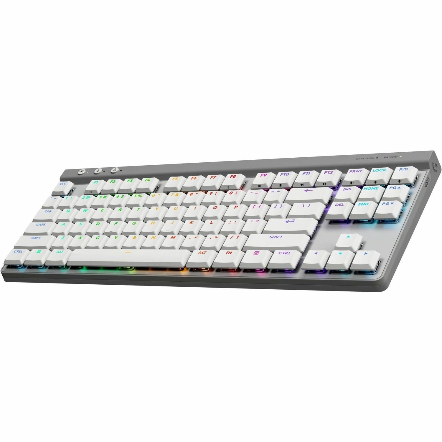 Logitech G515 LIGHTSPEED TKL Low Profile Wireless Gaming Keyboard, LIGHTSYNC RGB, Thin Tenkeyless Design, PBT Keycaps, Tactile (Brown) Mechanical Switches, White