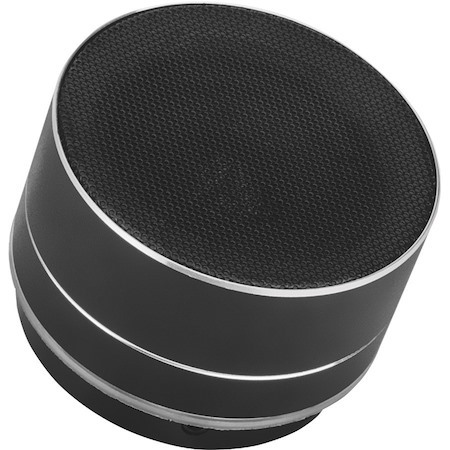 Metallic Bluetooth Speaker (Clearance Pricing), Microphone, Splashproof, Decent Sound Output (3W), 5 hour Playback time, Integrated Controls, Range 10m, microSD card reader, Aux 3.5mm, USB-A charging cable incl, Black, Bluetooth 5.0, 3 Years Warranty