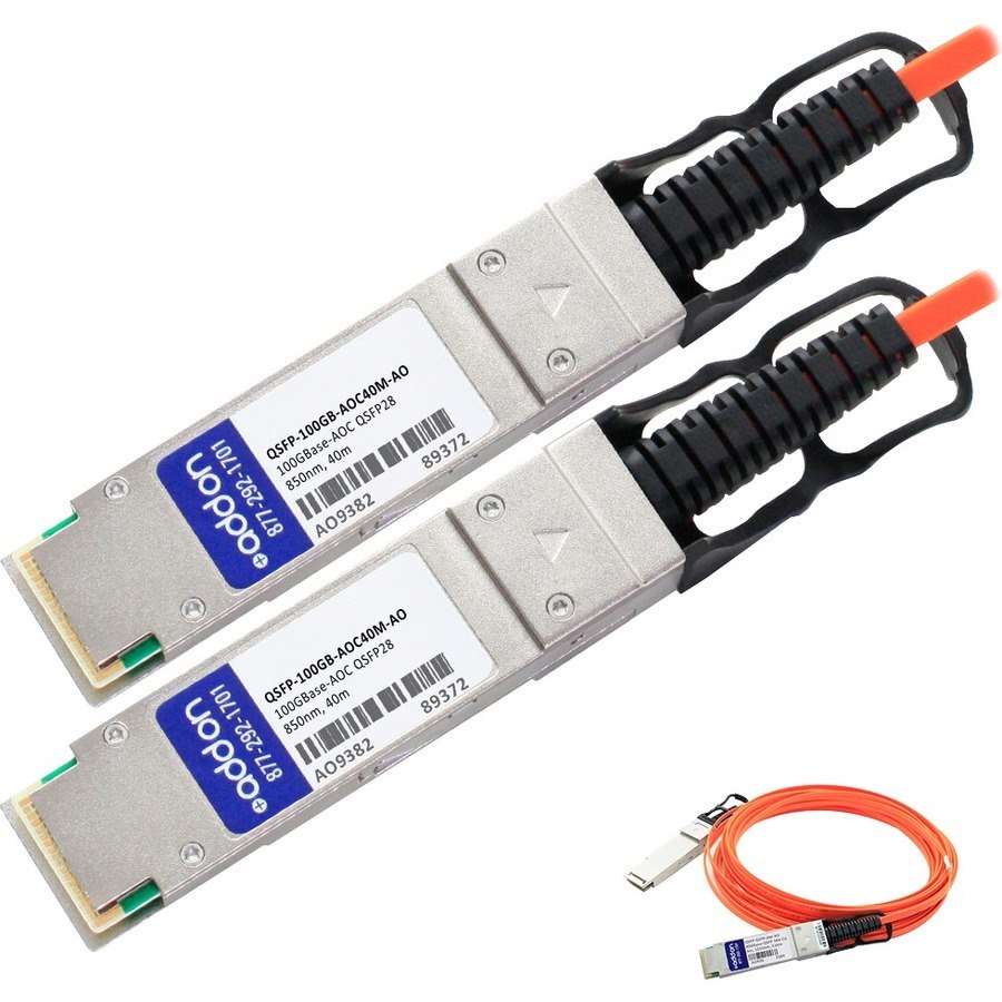 AddOn MSA and TAA Compliant 100GBase-AOC QSFP28 to QSFP28 Direct Attach Cable (850nm, MMF, 40m)