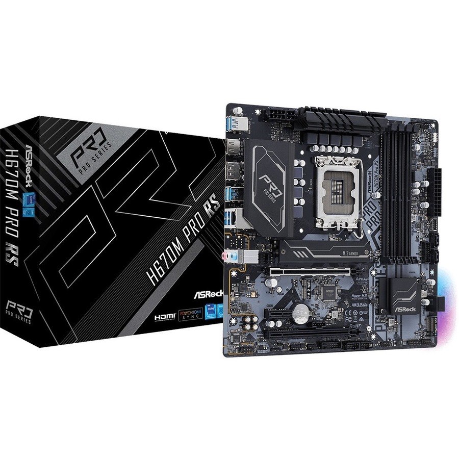 ASRock H670M Pro RS Desktop Motherboard - Intel H670 Chipset - Socket LGA-1700 - Intel Optane Memory Ready - Micro ATX