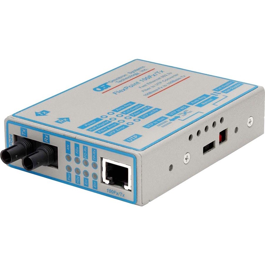 FlexPoint 100Mbps Ethernet Fiber Media Converter RJ45 ST Multimode 5km