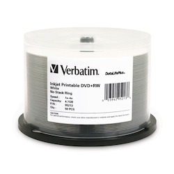 Verbatim DVD+RW 4.7GB 4X DataLifePlus White Inkjet Printable - 50pk Spindle