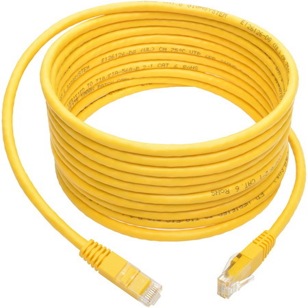 Eaton Tripp Lite Series Cat6 Gigabit Molded (UTP) Ethernet Cable (RJ45 M/M), PoE, Yellow, 15 ft. (4.57 m)