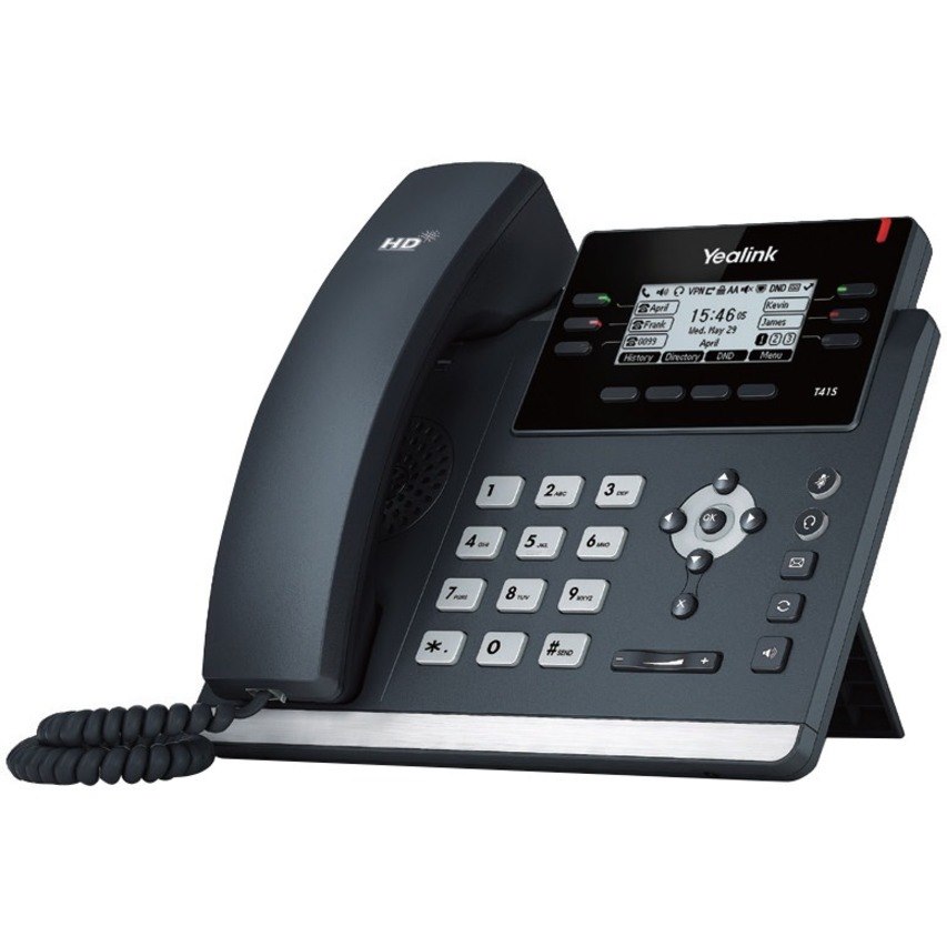 Yealink SIP-T41S IP Phone - Corded/Cordless - Corded/Cordless - Bluetooth, Wi-Fi - Wall Mountable, Desktop - Black
