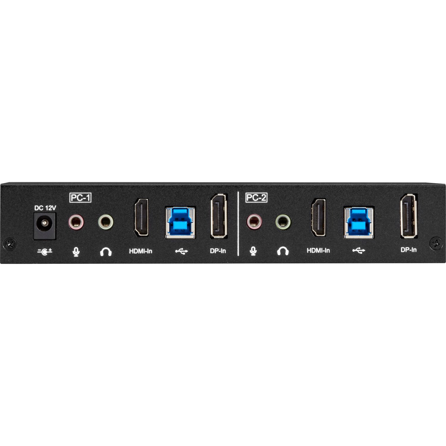 Black Box 2-Port 4K HDMI Dual-Head KVM Switch (with Audio Line In/Out and USB Hub)