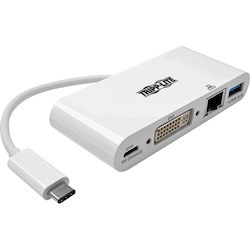 Tripp Lite by Eaton USB-C Multiport Adapter DVI USB 3.x (5Gbps) Hub Port Gbe and PD Charging White