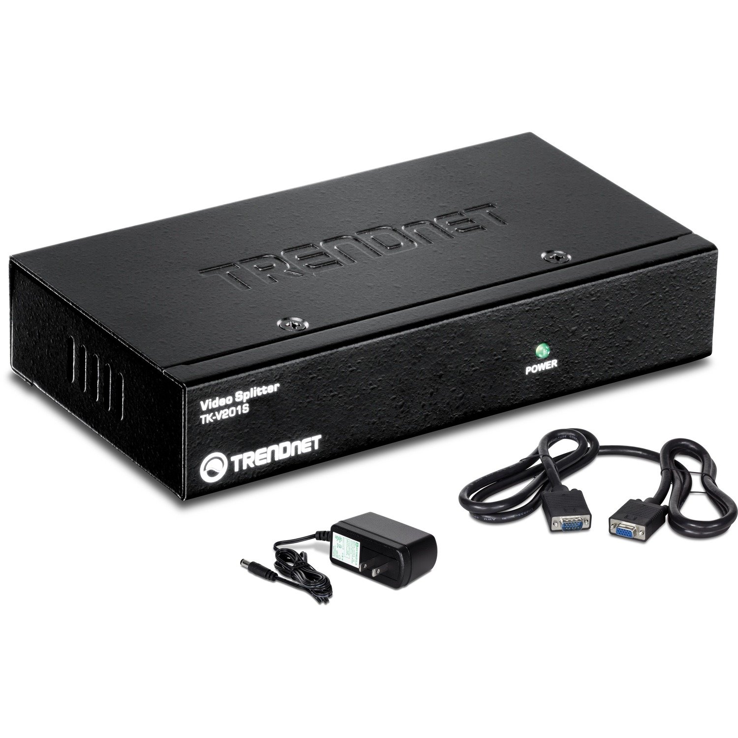 TRENDnet 2-Port Stackable Video Splitter, Video Resolution up to 1920 x 1440, Cascade up to 3 units, Support VGA, SVGA, Multisync Display, TK-V201S