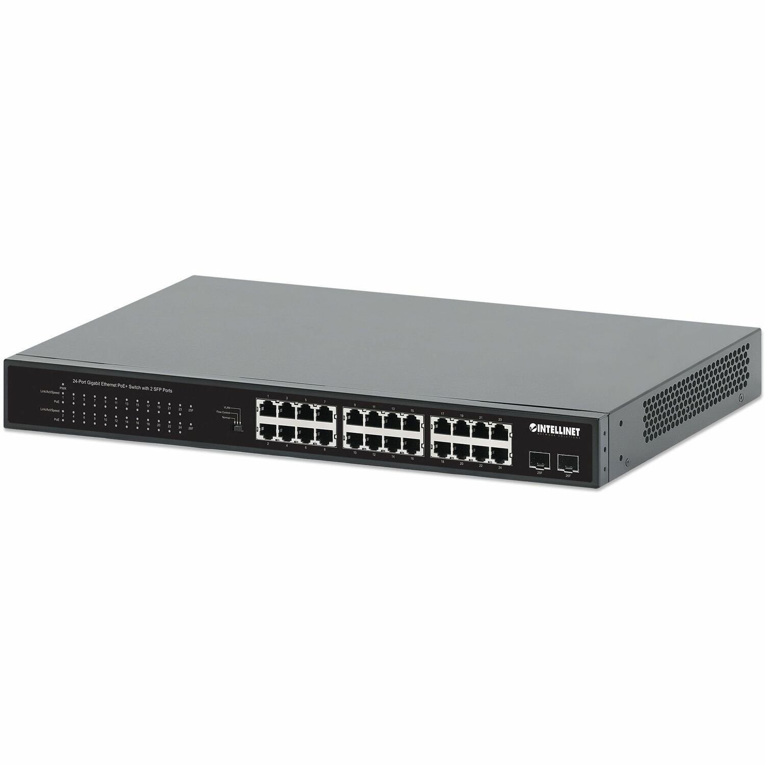 Intellinet 24-Port Gigabit Ethernet PoE+ Switch with 2 SFP Ports