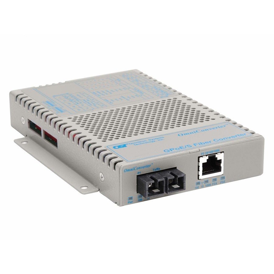 OmniConverter 10/100/1000 PoE Gigabit Ethernet Fiber Media Converter Switch RJ45 SC Single-Mode 12km Extended Temp