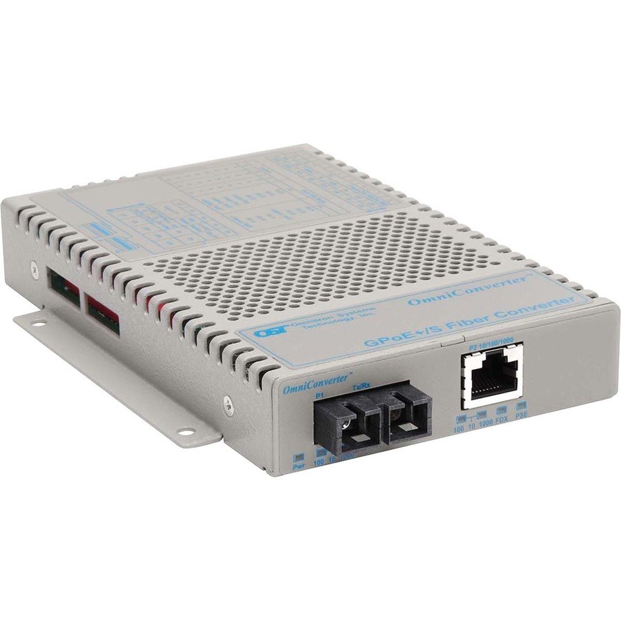 OmniConverter 10/100/1000 PoE+ Gigabit Ethernet Fiber Media Converter Switch RJ45 SC Single-Mode 12km