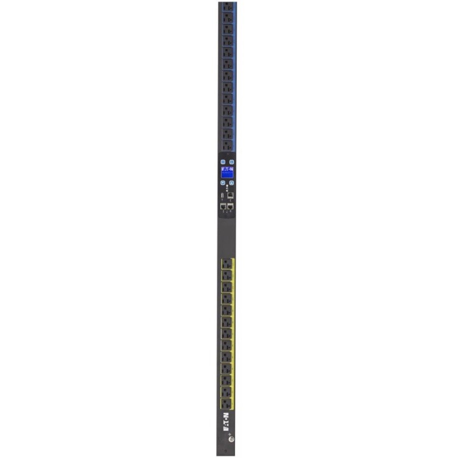 Eaton Metered Input rack PDU, 0U, L21-30P input, 8.64 kW max, 120/208V, 24A, 10 ft cord, Three-phase, Outlets: (24) 5-20R