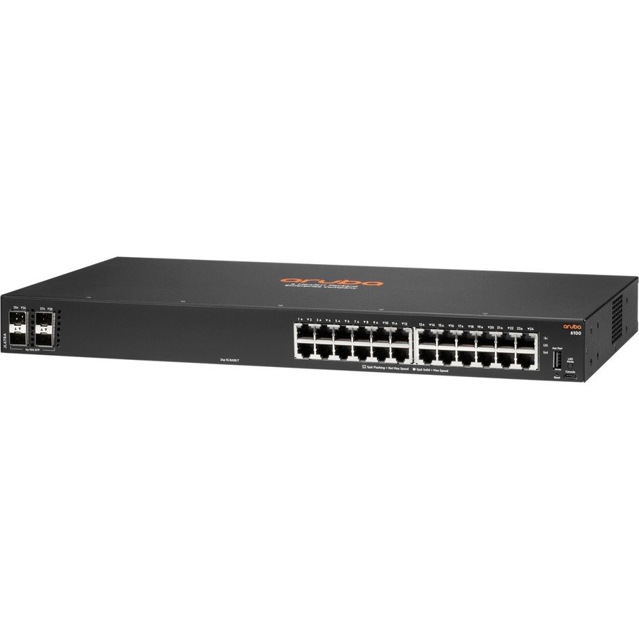 Aruba 6100 24 Ports Ethernet Switch - Gigabit Ethernet, 10 Gigabit Ethernet - 10/100/1000Base-T, 10GBase-X