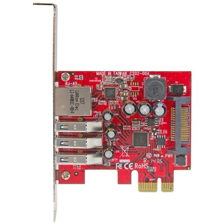 StarTech.com 3 Port PCI Express USB 3.0 Card + Gigabit Ethernet - 5Gbps
