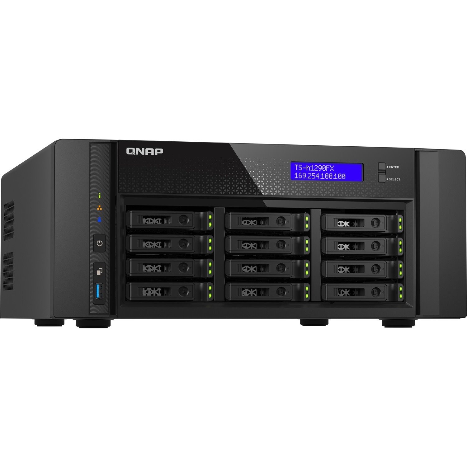 QNAP TS-h1290FX-7232P-64G 12 x Total Bays SAN/NAS Storage System - 5 GB Flash Memory Capacity - AMD EPYC Octa-core (8 Core) - 128 GB RAM - DDR4 SDRAM Tower