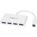 StarTech.com 4 Port USB C Hub with 4x USB-A (USB 3.0 SuperSpeed 5Gbps) - USB Bus Powered - Portable/Laptop USB Type-C Adapter Hub - White