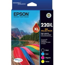 Epson DURABrite Ultra 220XL Original High Yield Inkjet Ink Cartridge - Value Pack - Black, Cyan, Magenta, Yellow - 4 Pack