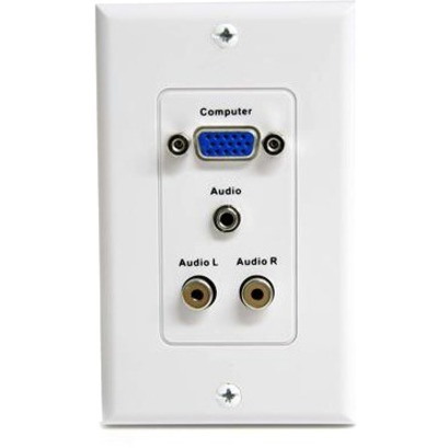 StarTech.com 15-Pin Female VGA Wall Plate with 3.5mm and RCA - White
