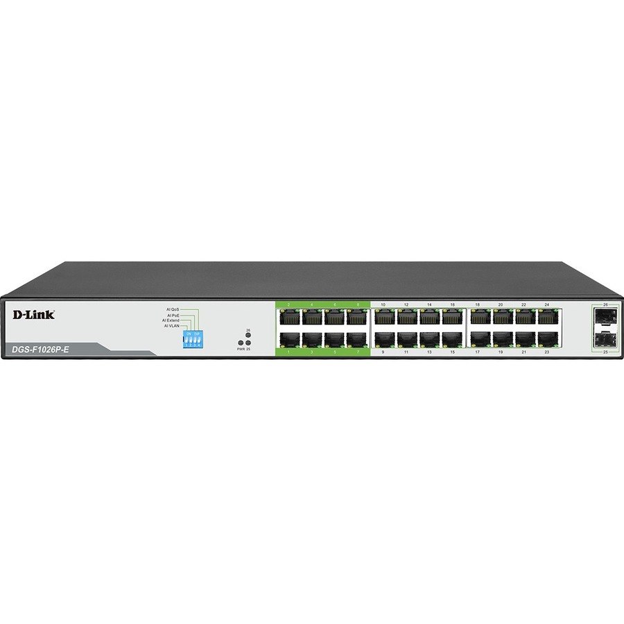 D-Link DGS-F1026P-E 24 Ports Ethernet Switch - Gigabit Ethernet - 10/100/1000Base-T, 100/1000Base-X