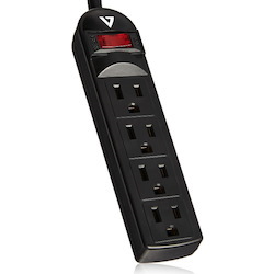 V7 4-Outlet Home/Office Surge Protector, 450 Joules - Black