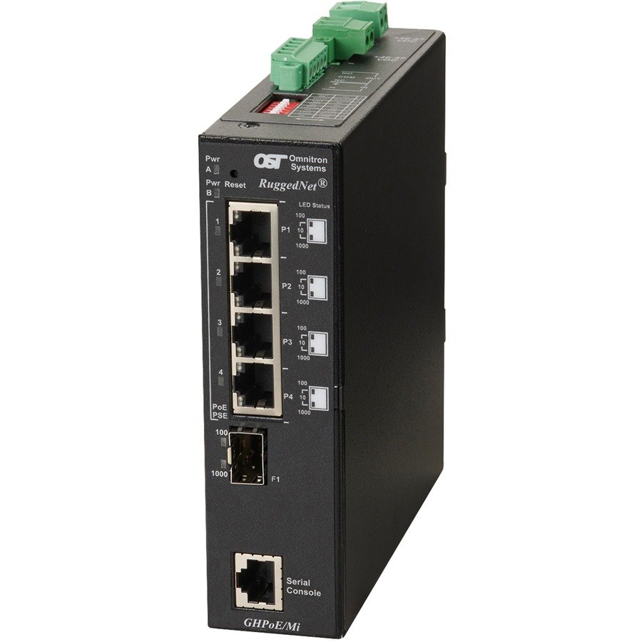 Omnitron Systems RuggedNet Managed Industrial Gigabit High Power 60W PoE, SFP, RJ-45, Ethernet Fiber Switch