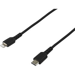 StarTech.com 6 foot/2m Durable Black USB-C to Lightning Cable, Rugged Heavy Duty Charging/Sync Cable for Apple iPhone/iPad MFi Certified
