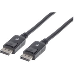 Manhattan DisplayPort 1.2 Cable, 4K@60hz, 2m, Male to Male, DISPL2M, With Latches, Fully Shielded, Black, Lifetime Warranty, Polybag