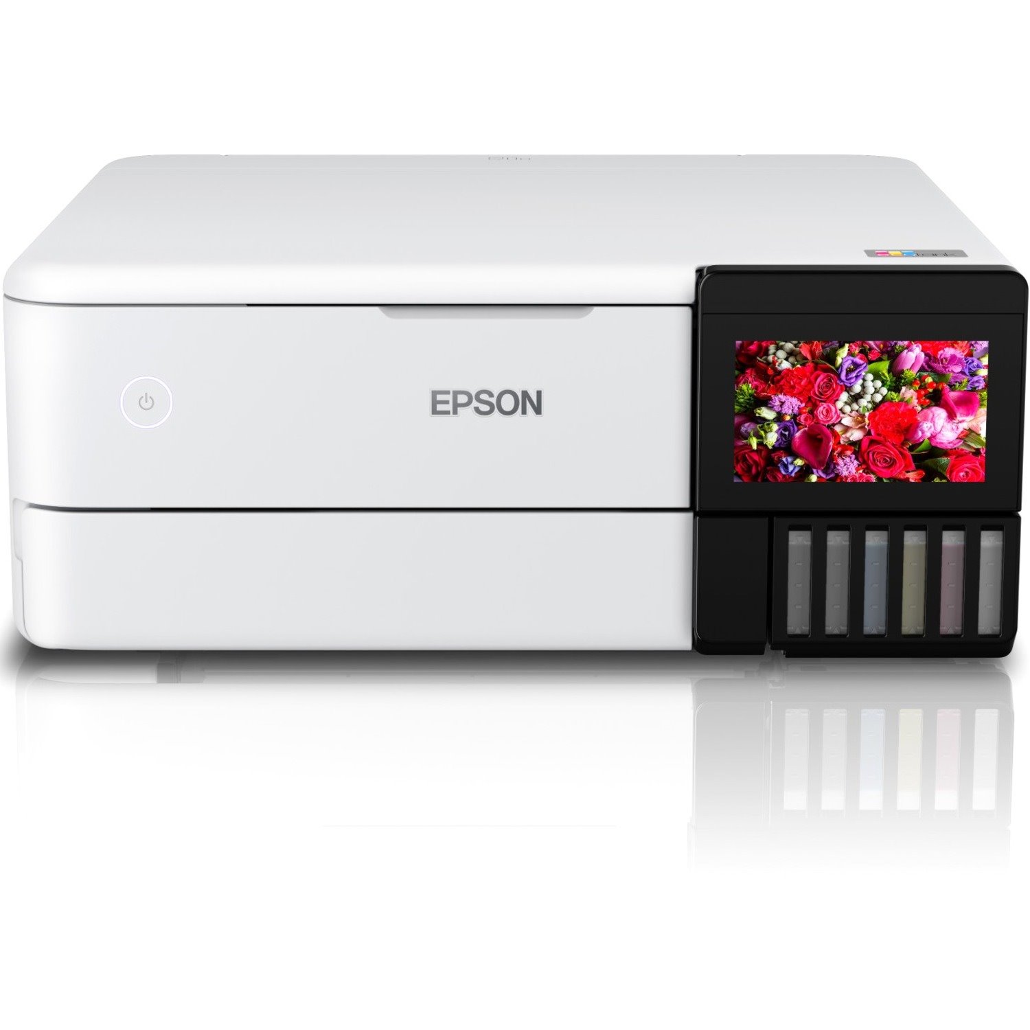 Epson ET-8500 Inkjet Multifunction Printer-Color-Copier/Scanner-5760x1440 dpi Print-Automatic Duplex Print-100 sheets Input-Color Flatbed Scanner-1200 dpi Optical Scan-Wireless LAN-Epson Connect-Android Printing-Mopria