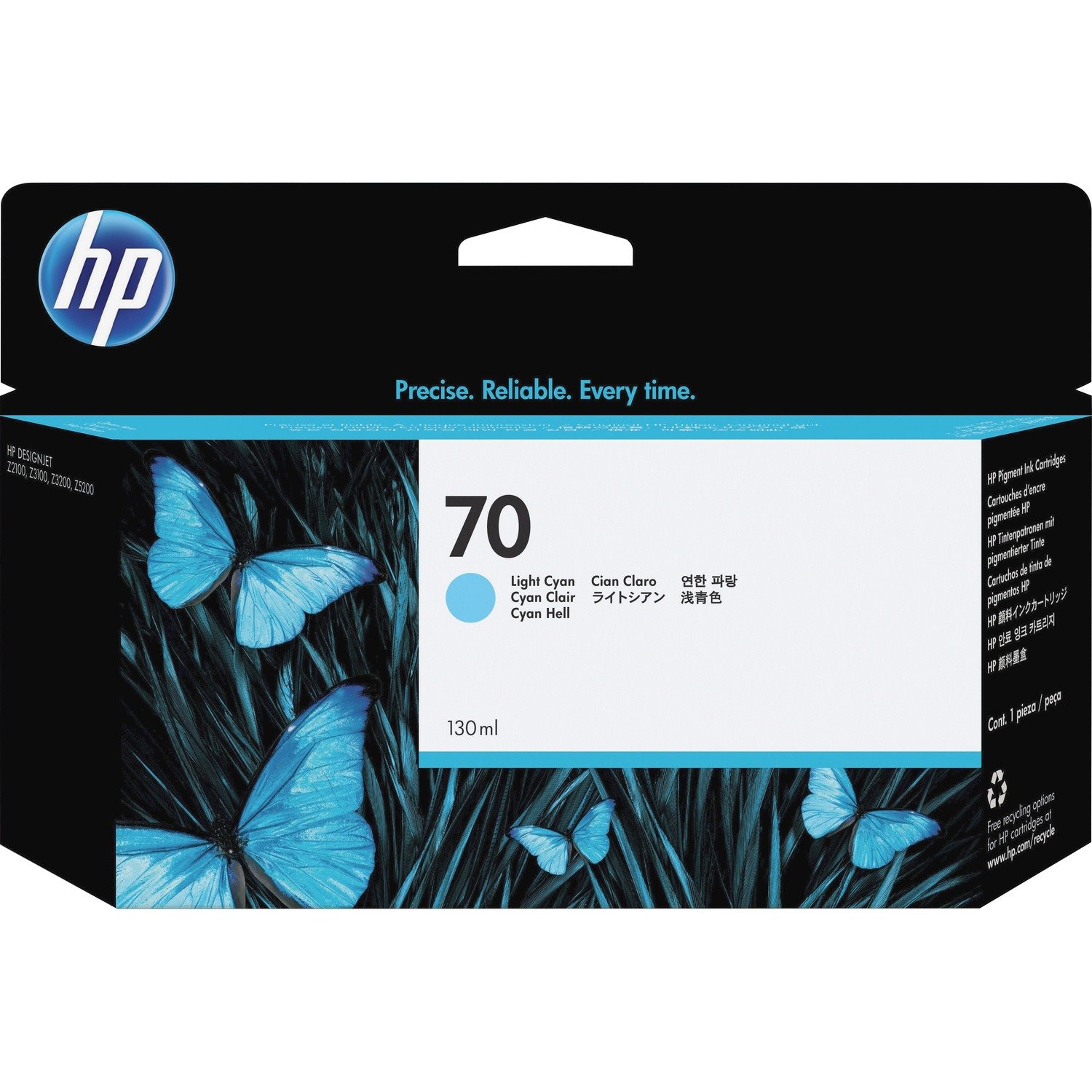 HP 70 (C9390A) Original Inkjet Ink Cartridge - Single Pack - Light Cyan - 1 Each