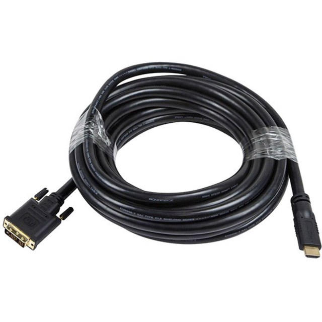 Monoprice 25ft 22AWG CL2 High Speed HDMI to DVI Adapter Cable - Black