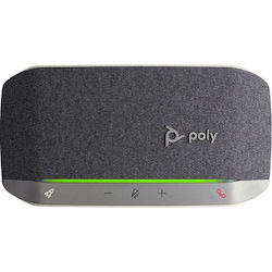 Poly Sync 20 Portable Speakerphone, USB-A, Bluetooth for Smartphone, Microphone, Battery Black, Silver