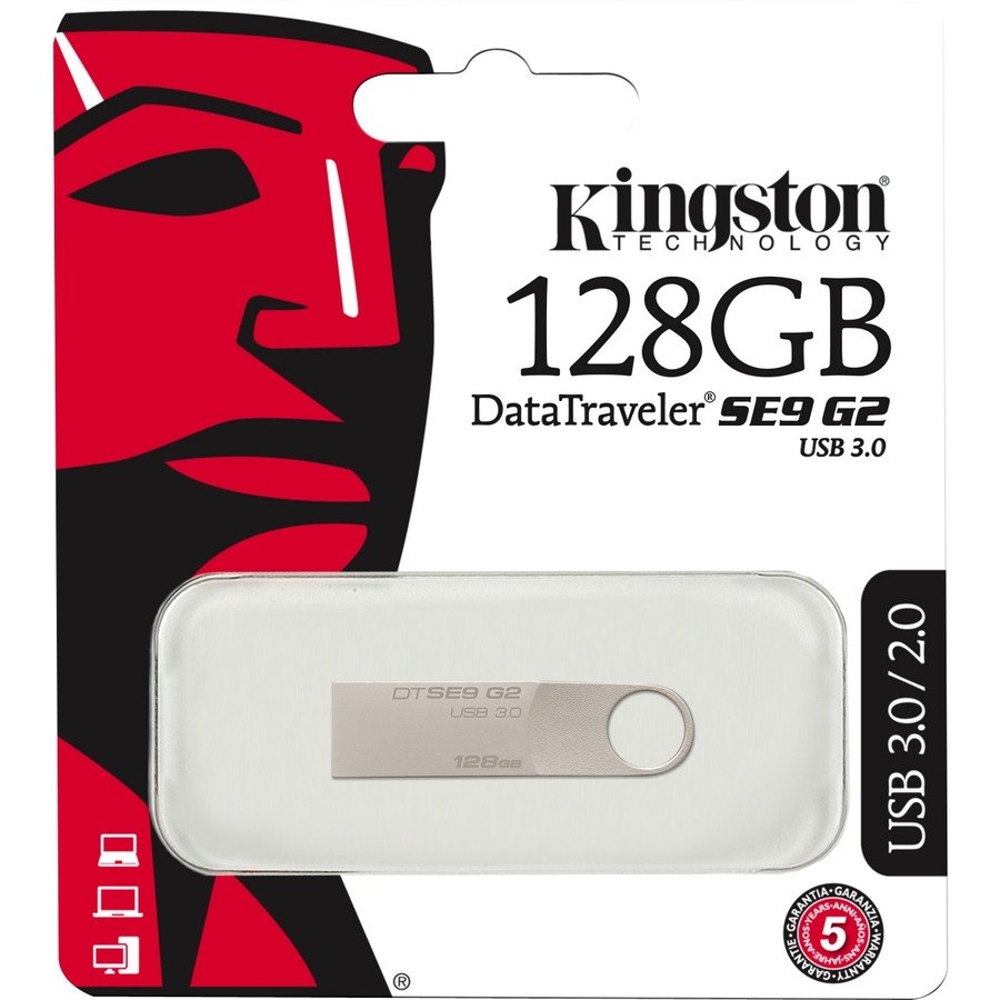 Kingston DataTraveler SE9 G2 128 GB USB 3.0 Flash Drive - Silver