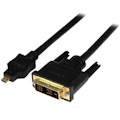 StarTech.com 6ft (2m) Micro HDMI to DVI Cable, Micro HDMI to DVI Adapter Cable, Micro HDMI Type-D to DVI-D Monitor/Display Converter Cord