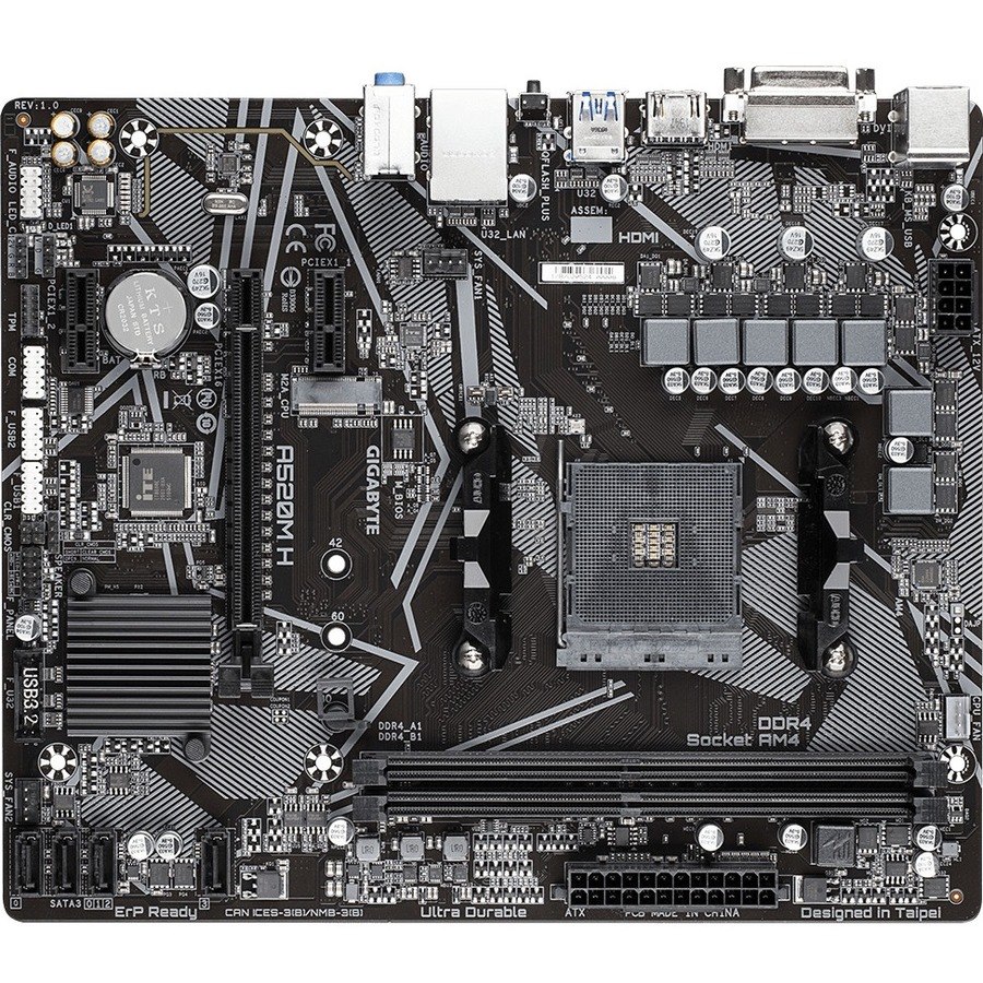 Gigabyte Ultra Durable A520M H Desktop Motherboard - AMD A520 Chipset - Socket AM4 - Micro ATX