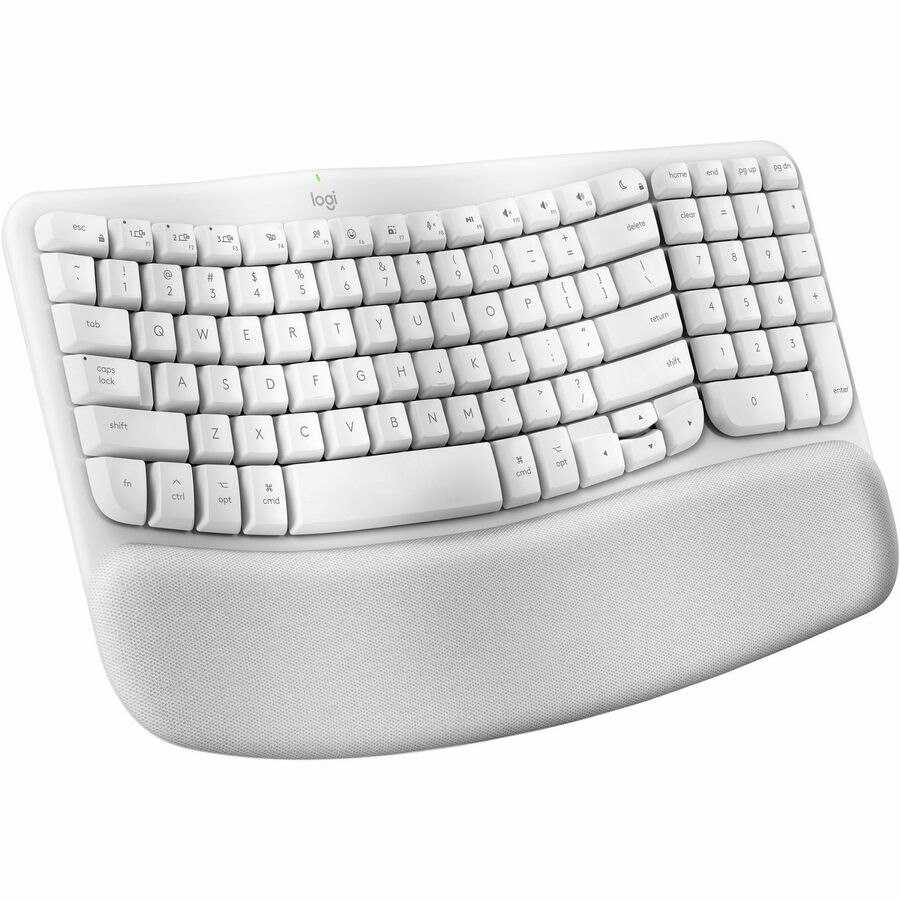 Logitech Wave Keys for Mac, Wireless Ergonomic Keyboard with Cushioned Palm Rest, Comfortable Natural Typing, Bluetooth Keyboard, Easy-Switch, Optimized for Mac, Apple, iPad, Off-white