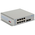 Omnitron Systems OmniConverter 10G/Sx, 2xSFP/SFP+, 8xRJ-45, 1xDC Powered Commercial Temp