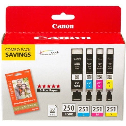 Canon Original Inkjet Ink Cartridge - Pigment Black, Cyan, Magenta, Yellow - 4 / Pack