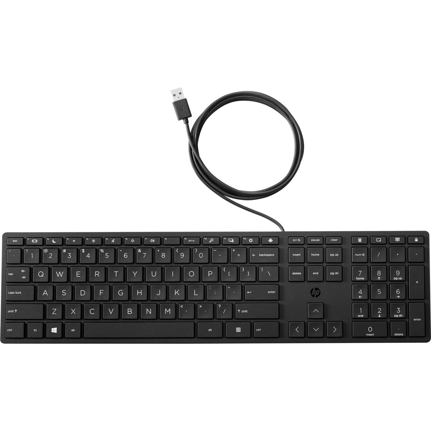 HP 320K Keyboard - Cable Connectivity - USB Interface - English (UK) - Black