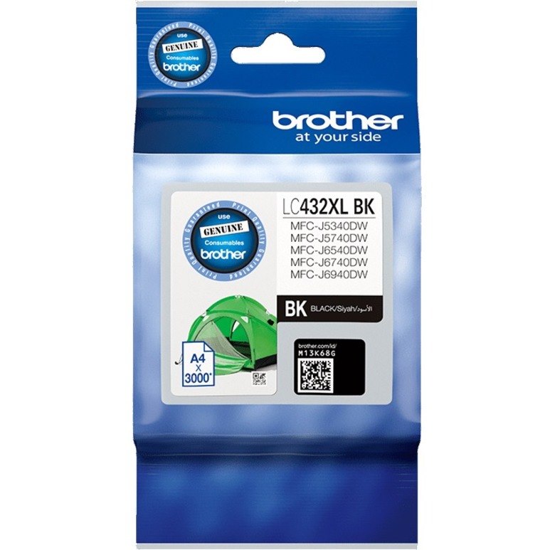 Brother LC432XLBK Original High Yield Inkjet Ink Cartridge - Single Pack - Black - 1 Pack