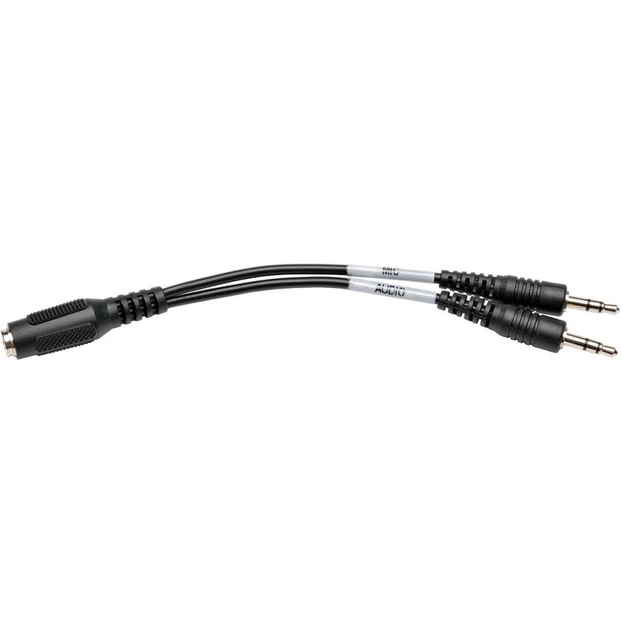 Eaton Tripp Lite Series 3.5 mm 4-Position to 3.5 mm 3-Position Audio Headset Splitter Adapter Cable (F/2xM), 6 in. (15.2 cm)