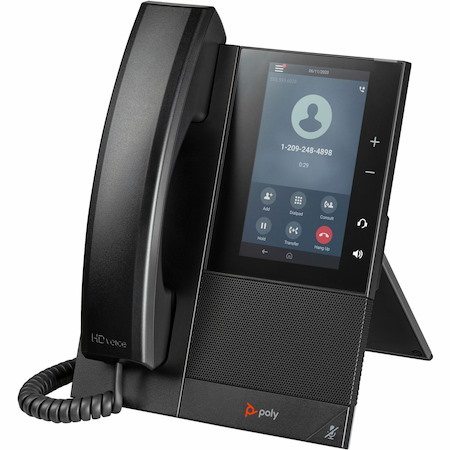 Poly CCX 505 IP Phone - Corded - Corded/Cordless - Wi-Fi, Bluetooth - Desktop, Wall Mountable - Black