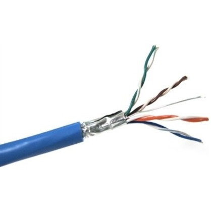 Weltron Cat 6 STP 550 MHz Solid Shielded Plenum CMP Cable - 1000 Feet - Blue