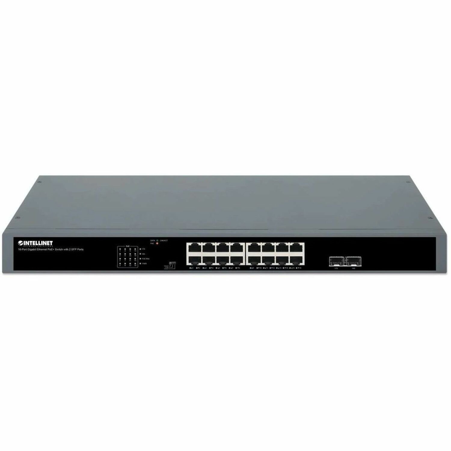 Intellinet 16-Port Gigabit Ethernet PoE+ Switch with 2 SFP Ports