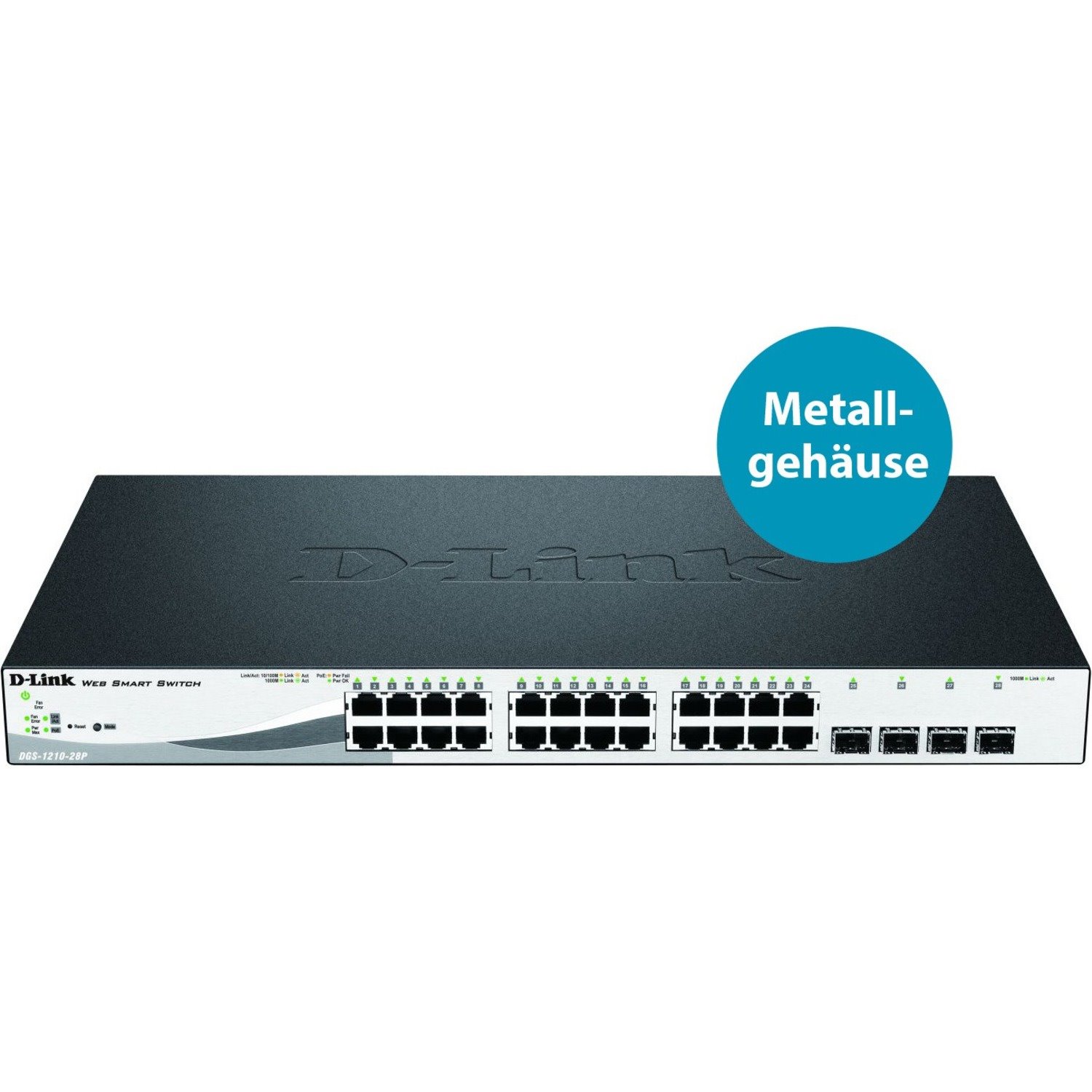 D-Link DGS-1210-28P - 28-Port Gigabit Smart Managed PoE Switch with 28 RJ45 and 4 SFP (Combo) Ports