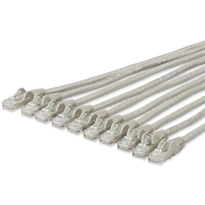 StarTech.com 15 ft. CAT6 Ethernet Cable - 10 Pack - ETL Verified - Gray CAT6 Patch Cord - Snagless RJ45 Connectors - 24 AWG - UTP