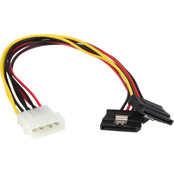 StarTech.com 12in LP4 to 2x Latching SATA Power Y Cable Splitter Adapter - 4 Pin Molex to Dual SATA