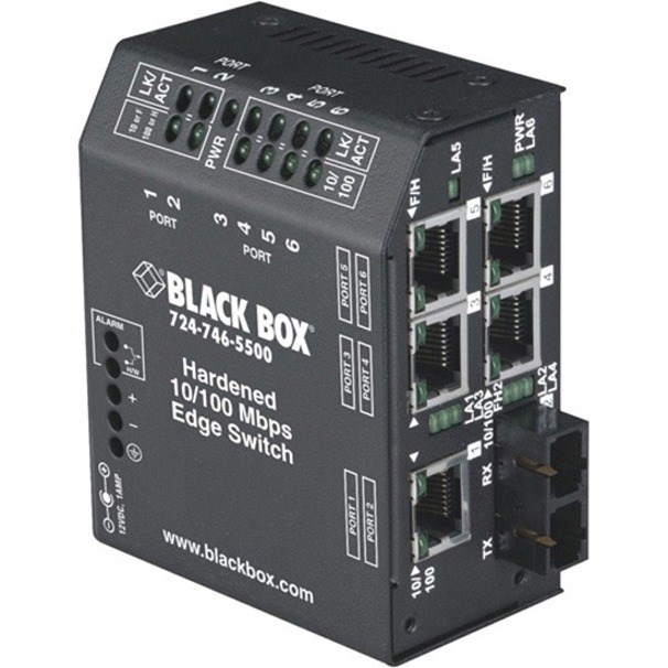 Black Box Industrial 10/100 Ethernet Switch - Hardened Temperature, 6-Port