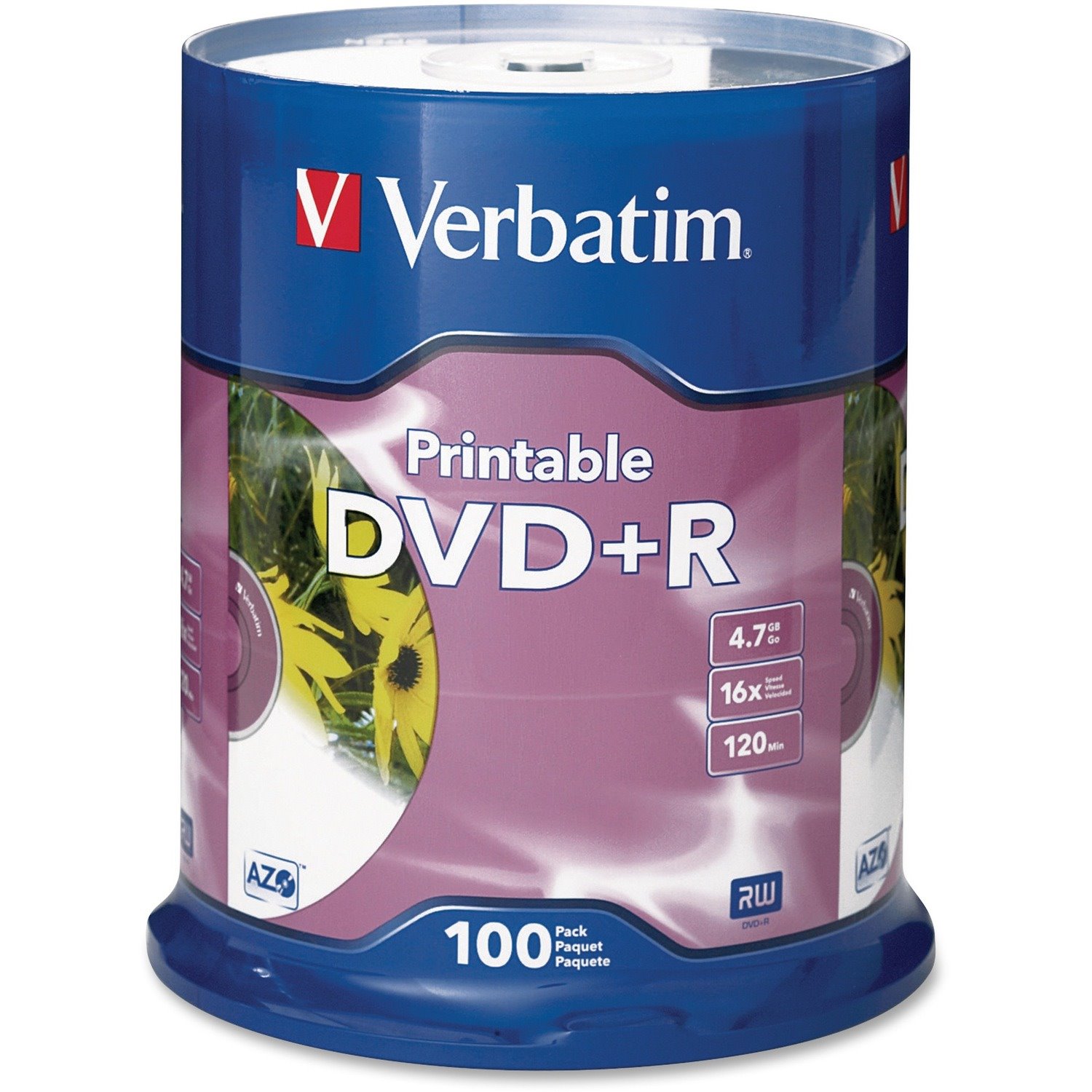 Verbatim DVD Recordable Media - DVD+R - 16x - 4.70 GB - 100 Pack Spindle - Retail
